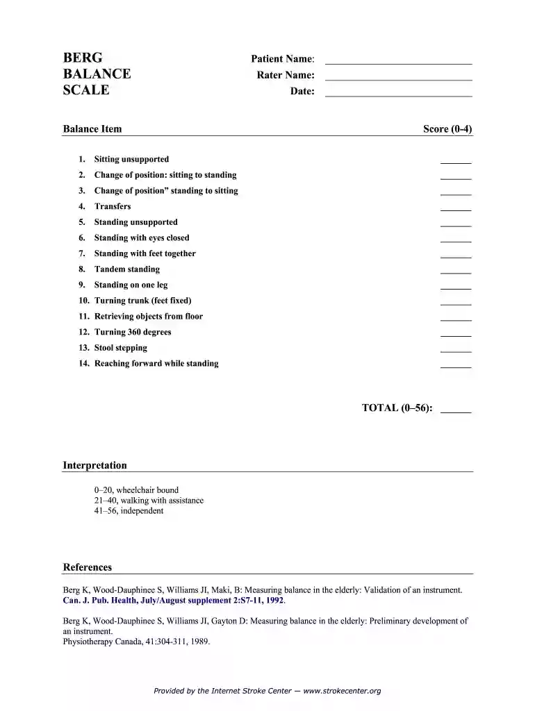 berg balance test calculator Preview on Page 1