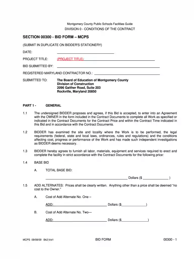 bid proposal form Preview on Page 1