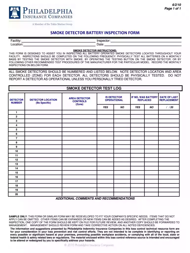 smoke detector checklist pdf Preview on Page 1