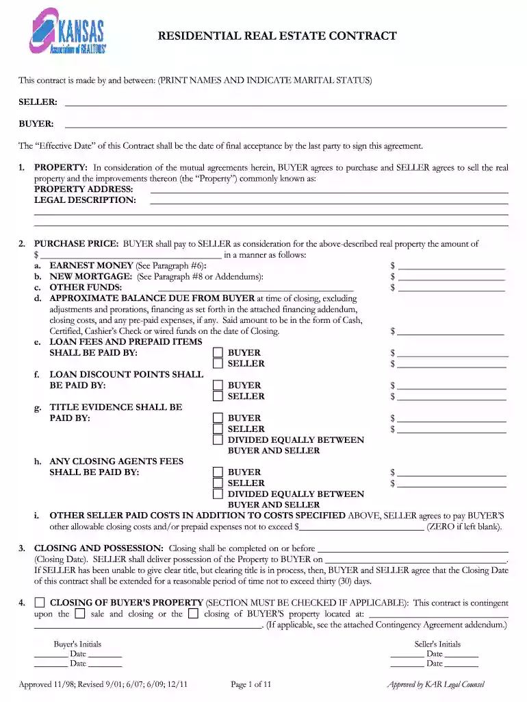 buyer friendly real estate purchase agreement Preview on Page 1