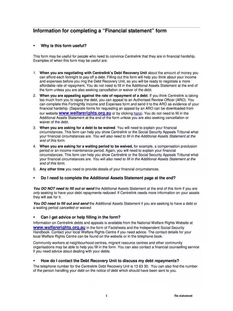 australia financial statement Preview on Page 1