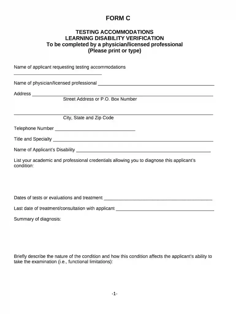 LEARNING DISABILITY VERIFICATION Preview on Page 1