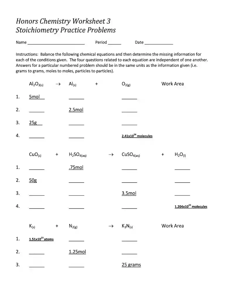 stoichiometry sample problems with solutions pdf Preview on Page 1