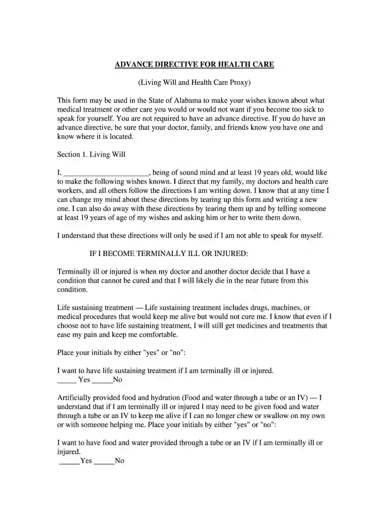 living will alabama Preview on Page 1