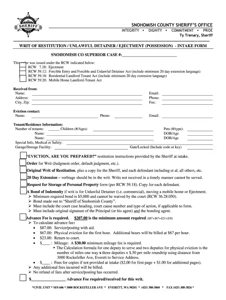 unlawful detainer form snohomish county wa Preview on Page 1