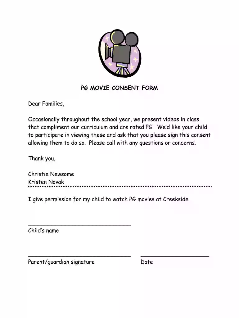 movie permission slip template free Preview on Page 1