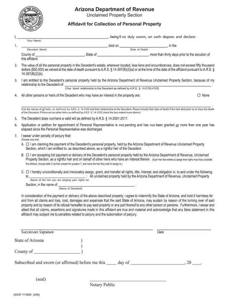 arizona form 17 5509 Preview on Page 1