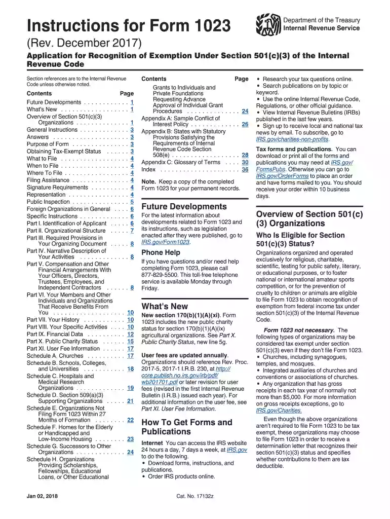 fillable form 1023 Preview on Page 1