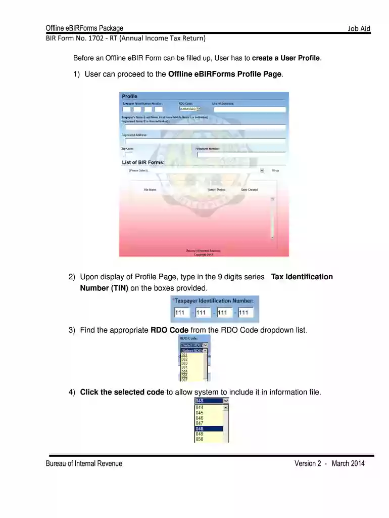 offline ebirforms profile page Preview on Page 1
