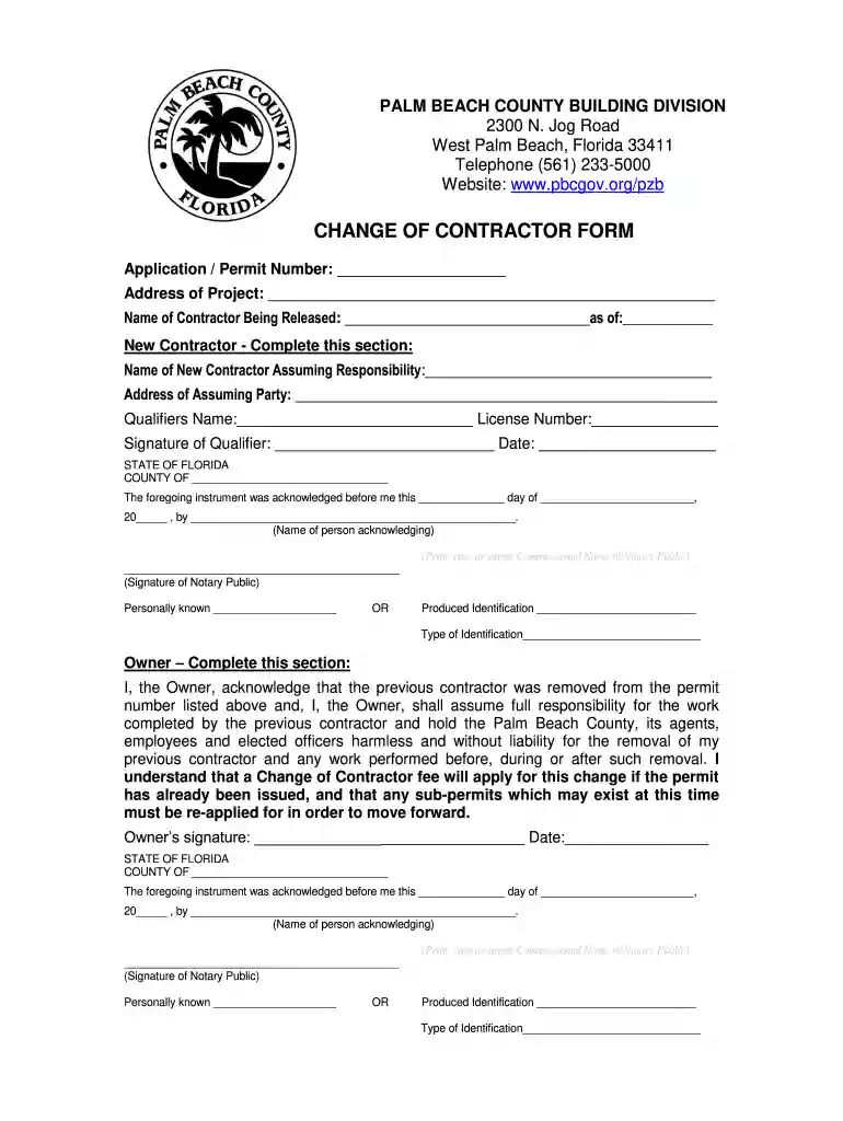 change of contractor letter template Preview on Page 1