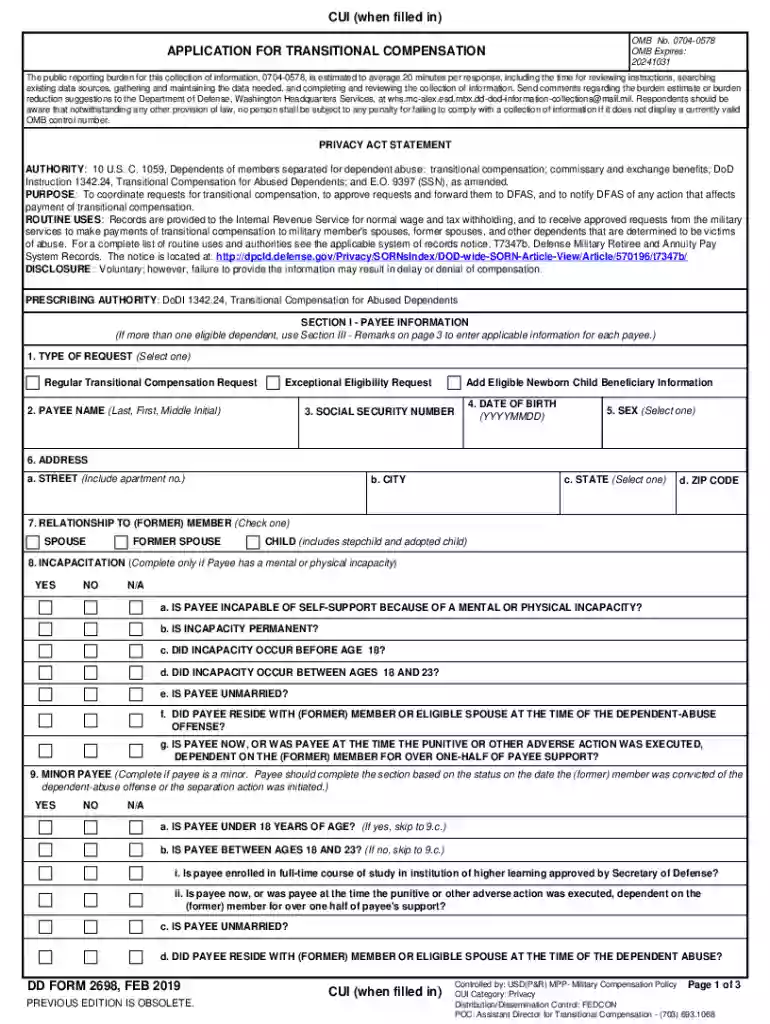 dod transitional compensation Preview on Page 1