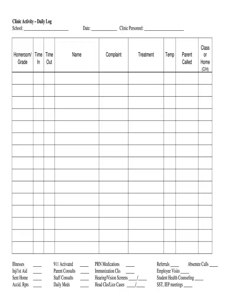 clinical log book template Preview on Page 1
