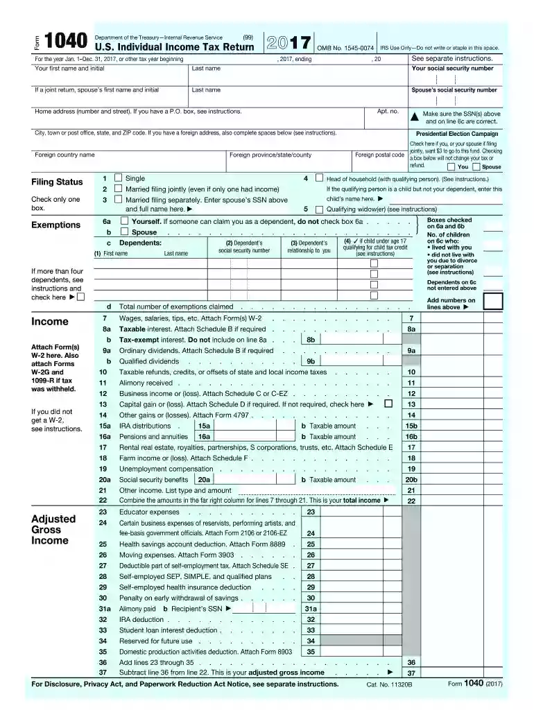 2017 form 1040 Preview on Page 1