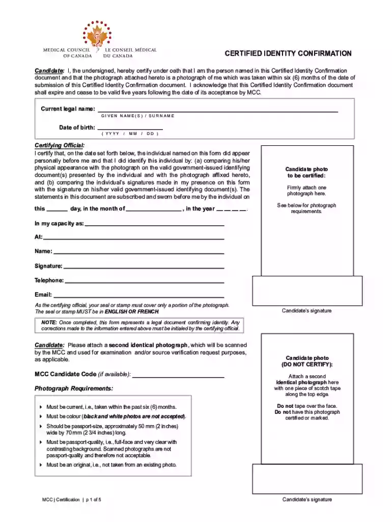 certified identity confirmation form sample Preview on Page 1