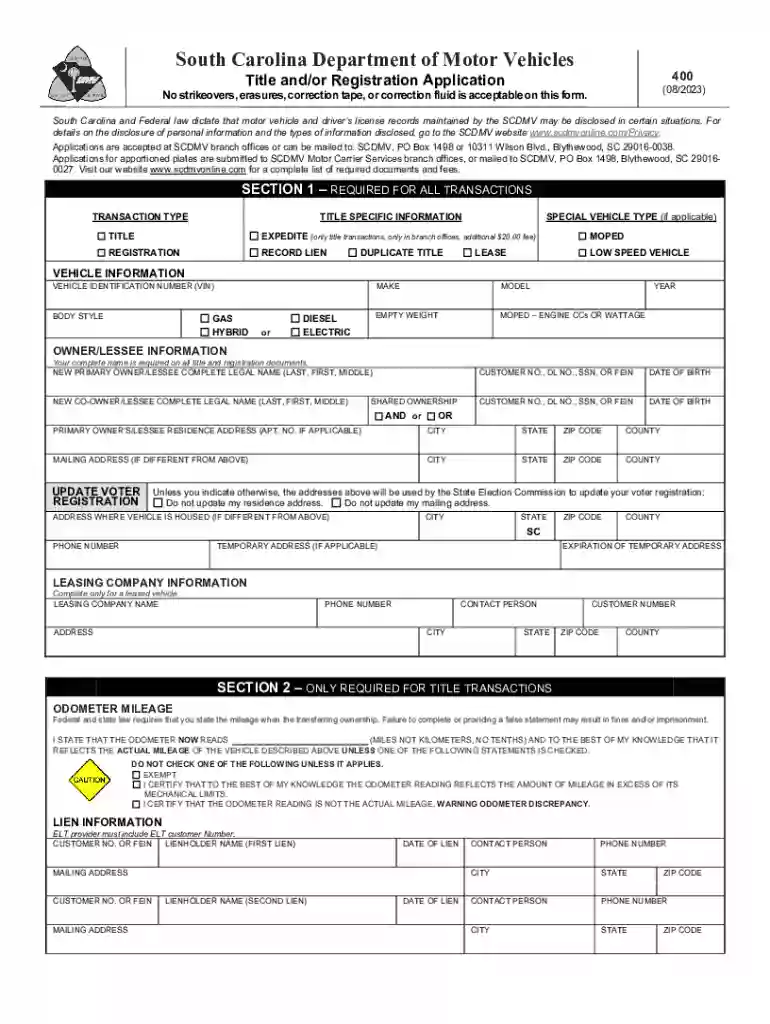 form 400 sc dmv Preview on Page 1