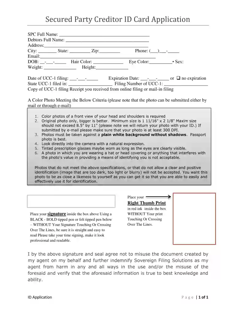secured party creditor id card Preview on Page 1