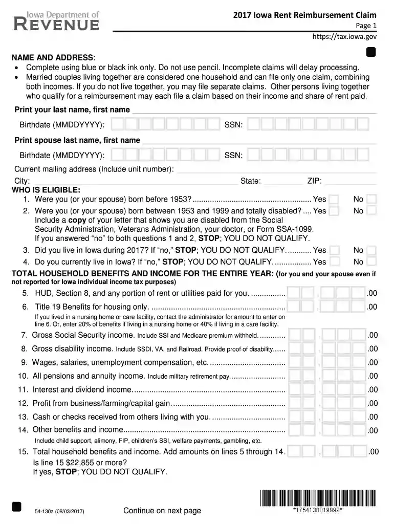 rent reimbursement application Preview on Page 1