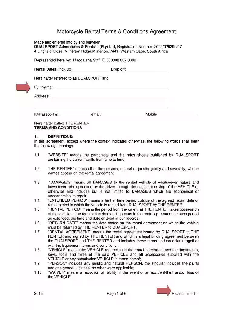 motorcycle rental agreement philippines Preview on Page 1