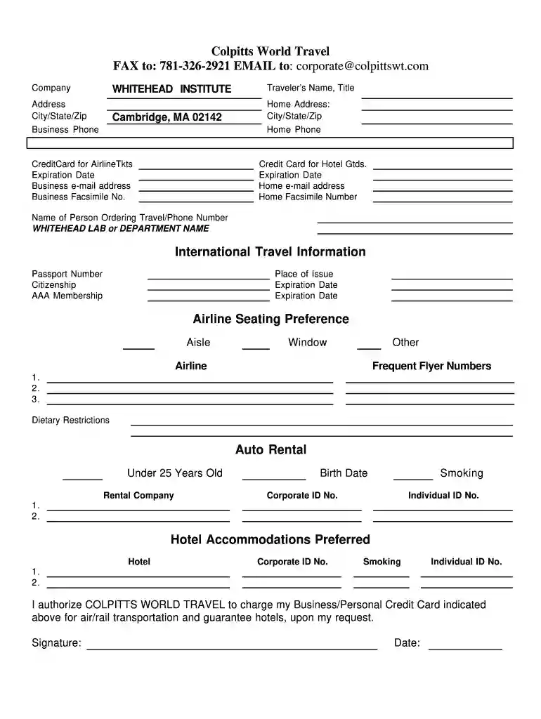 travel profile template Preview on Page 1