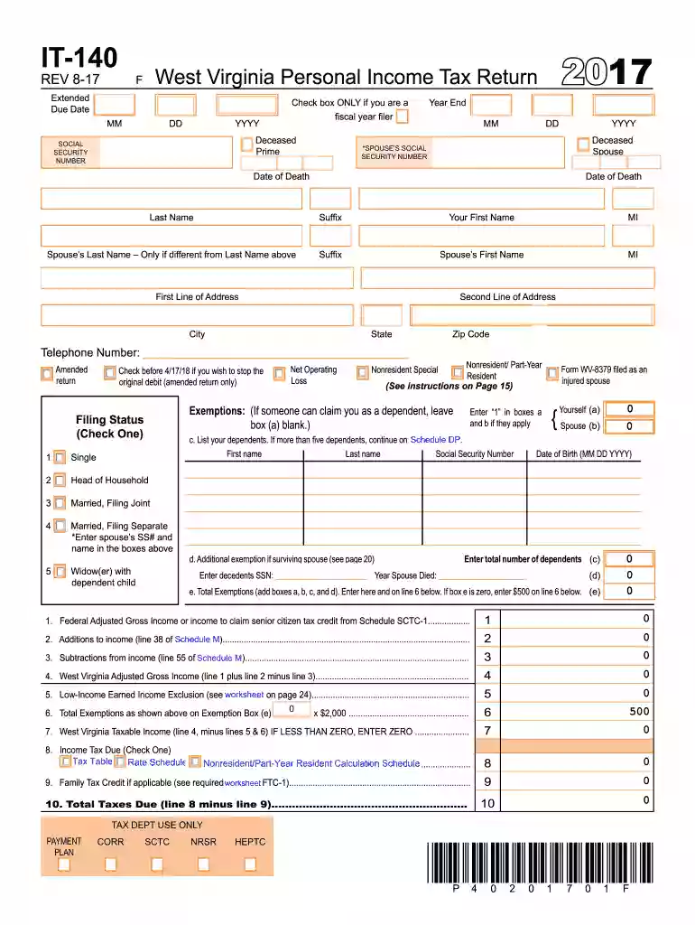 wv state tax forms Preview on Page 1