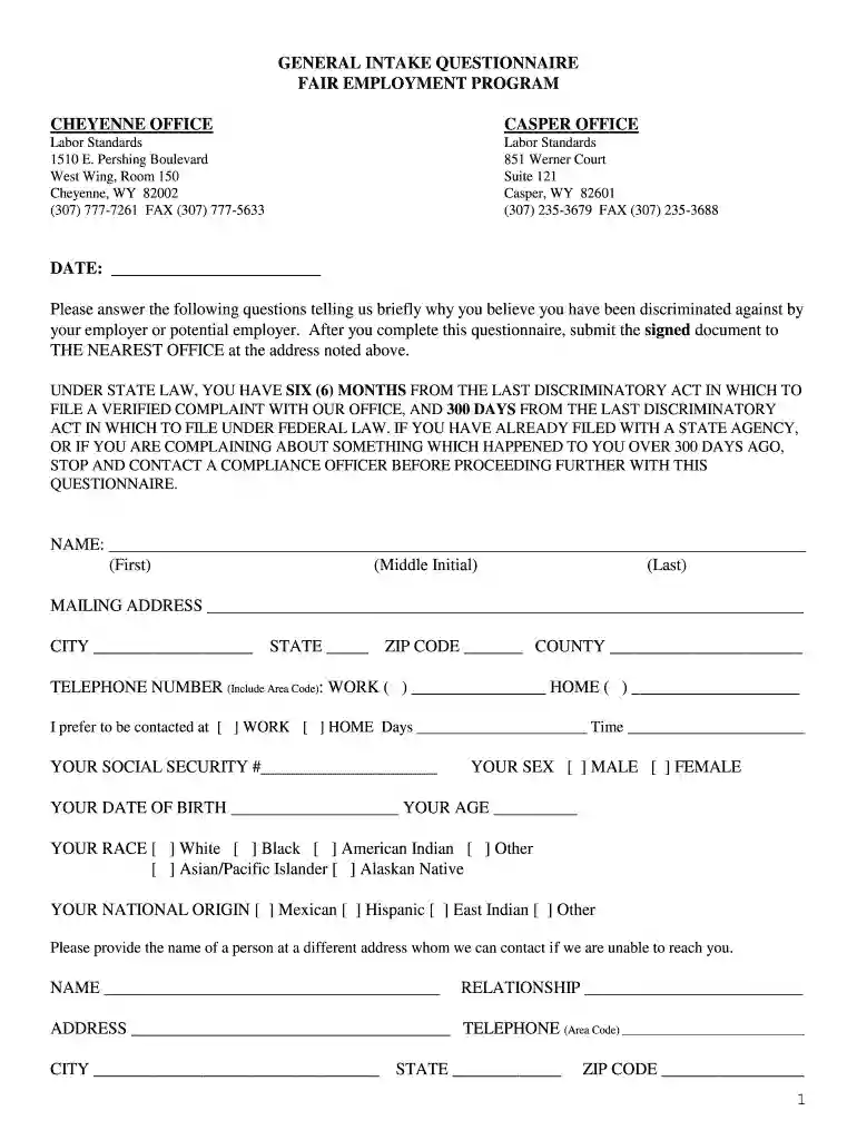 general intake sheet with answer Preview on Page 1