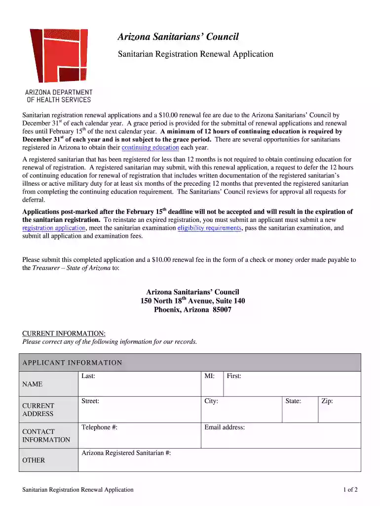 Arizona Sanitarians Council Preview on Page 1
