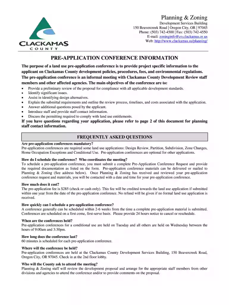 clackamas pre application conference Preview on Page 1