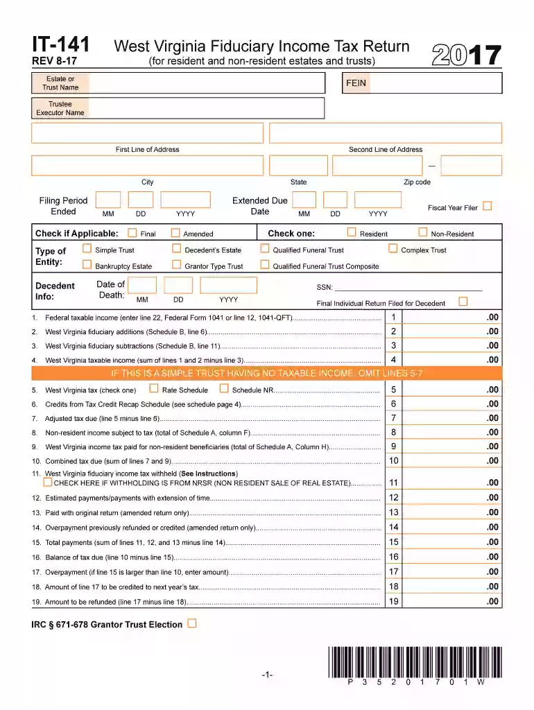 wv it 141 2017-2019 form Preview on Page 1