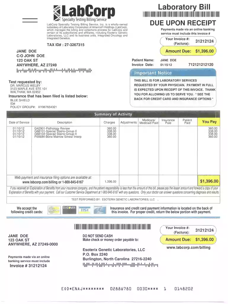 labcorp self pay prices Preview on Page 1