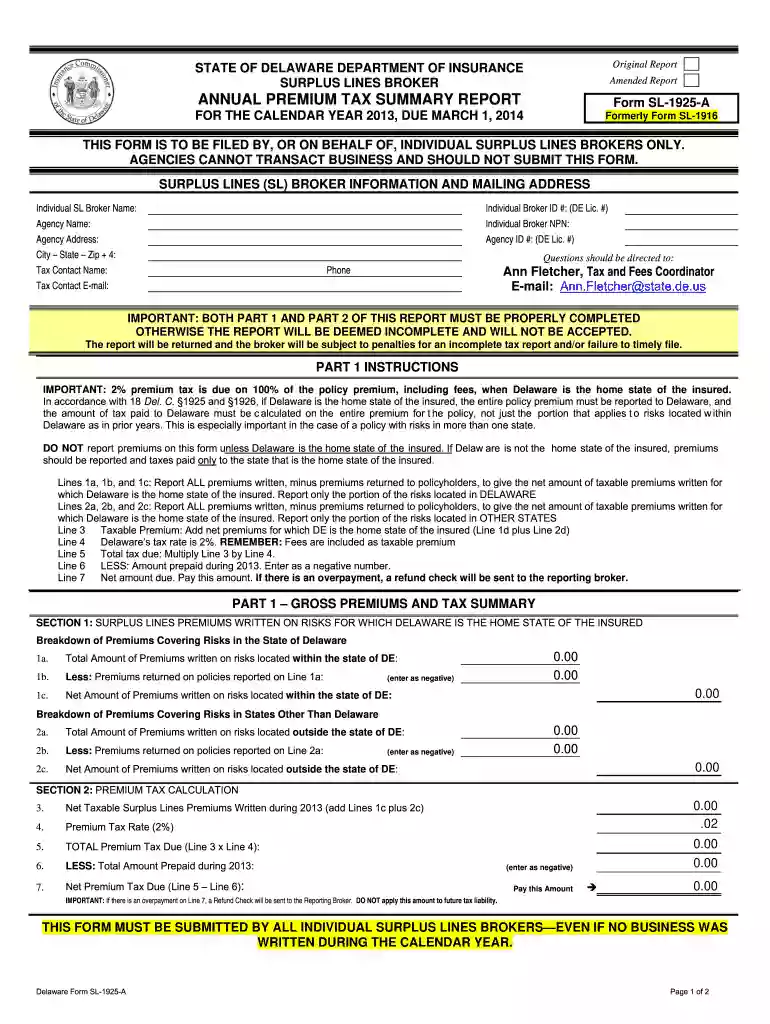 delaware surplus lines tax Preview on Page 1
