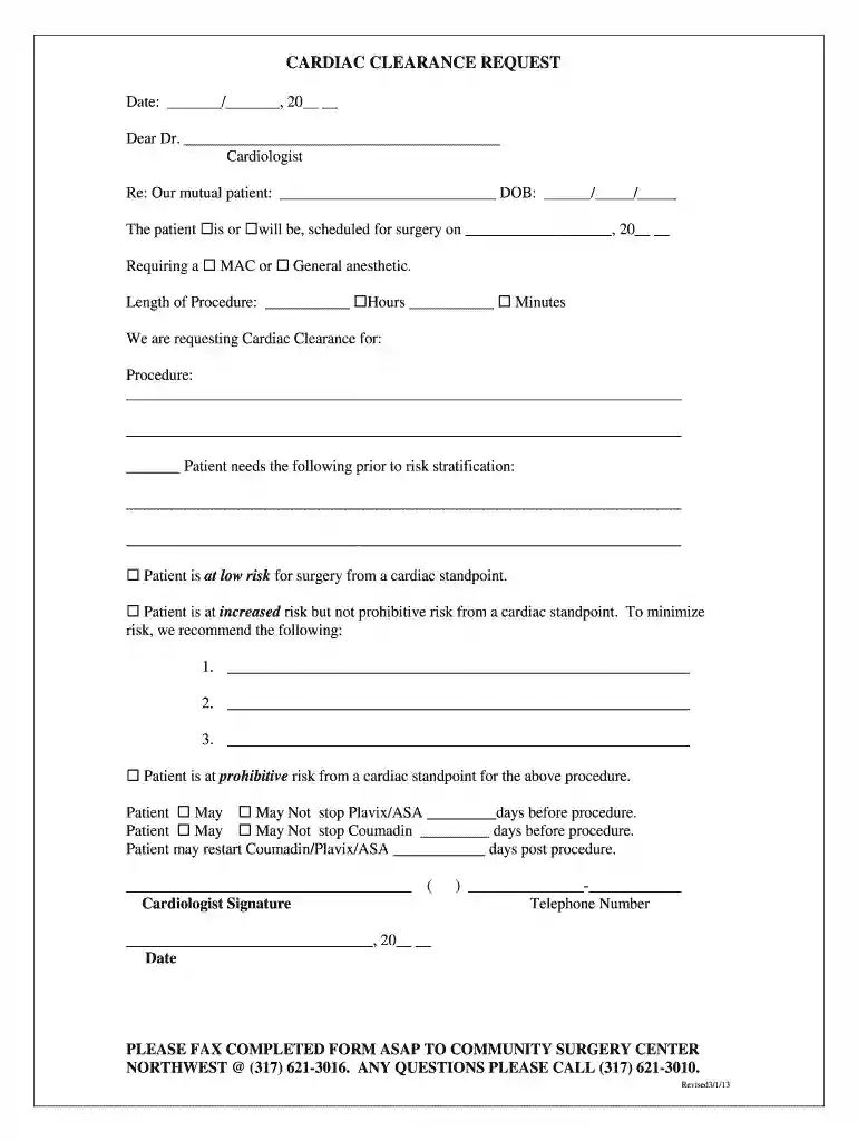 cardiac clearance Preview on Page 1