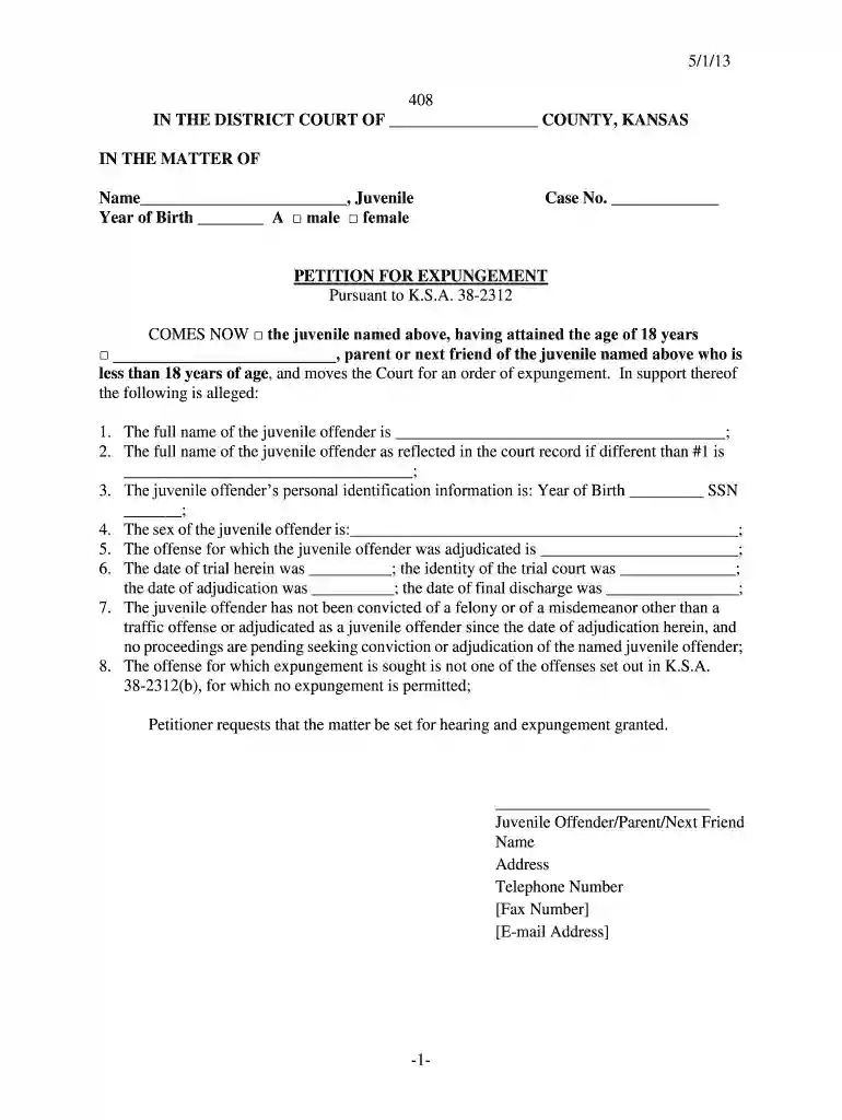 kansas expungement forms Preview on Page 1