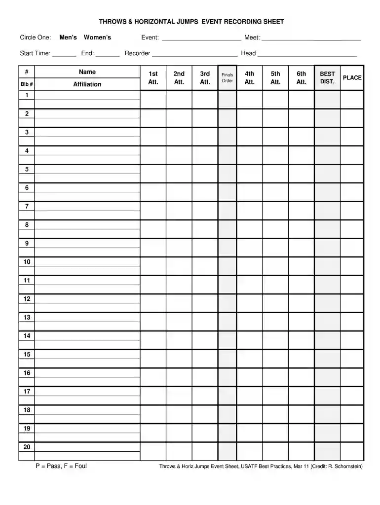 high jump score sheet Preview on Page 1