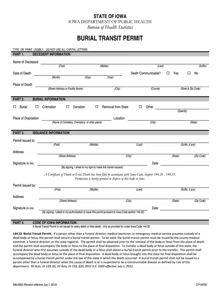 burial permit Preview on Page 1