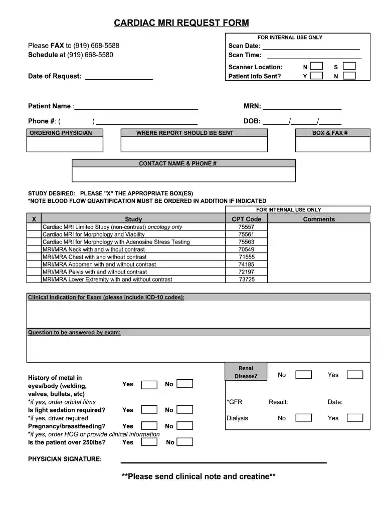 mri request form Preview on Page 1