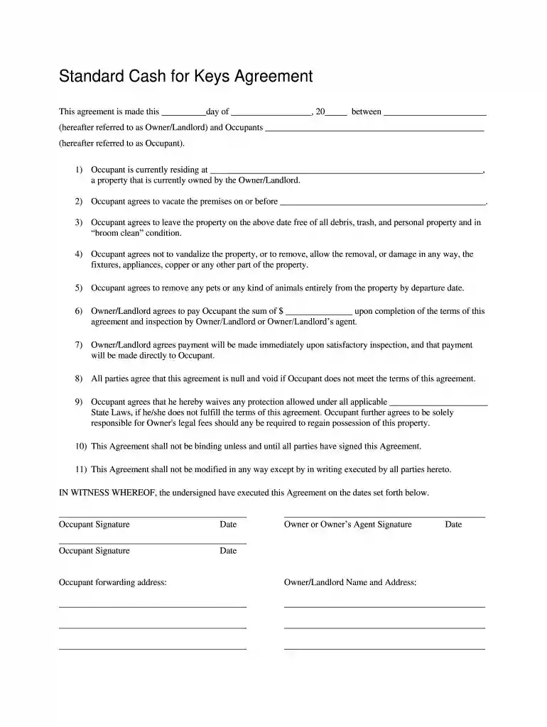 cash for keys agreement template ontario Preview on Page 1