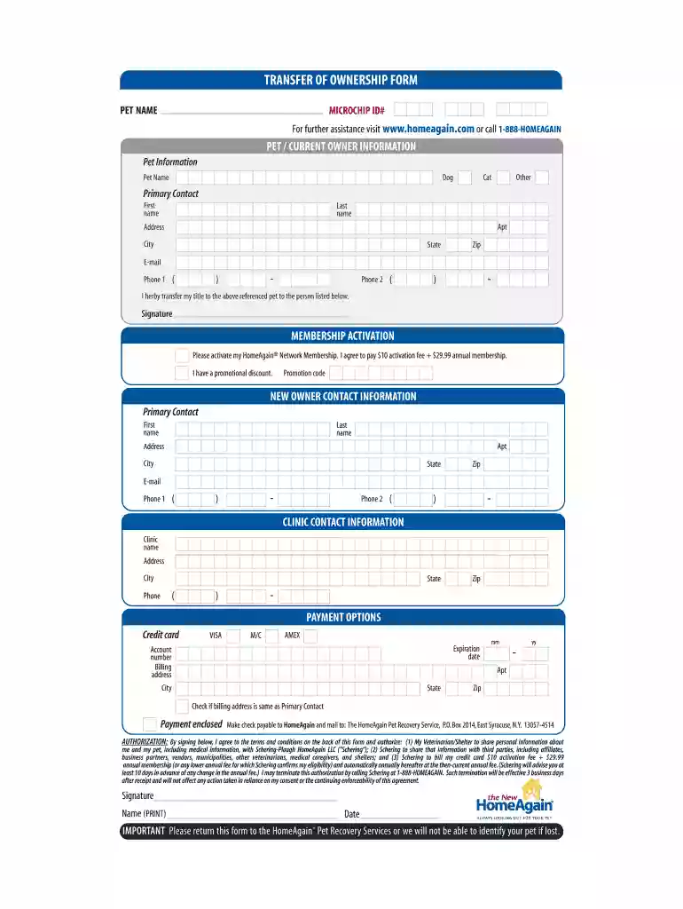dog transfer of ownership form Preview on Page 1