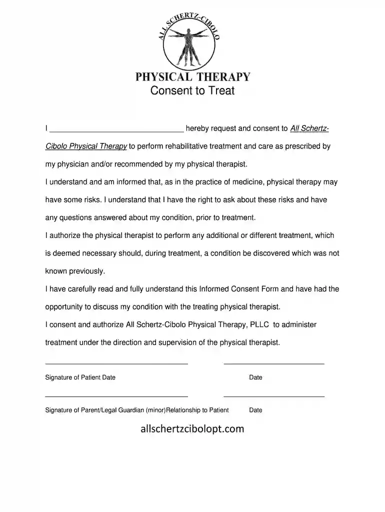 physical therapy consent form template Preview on Page 1