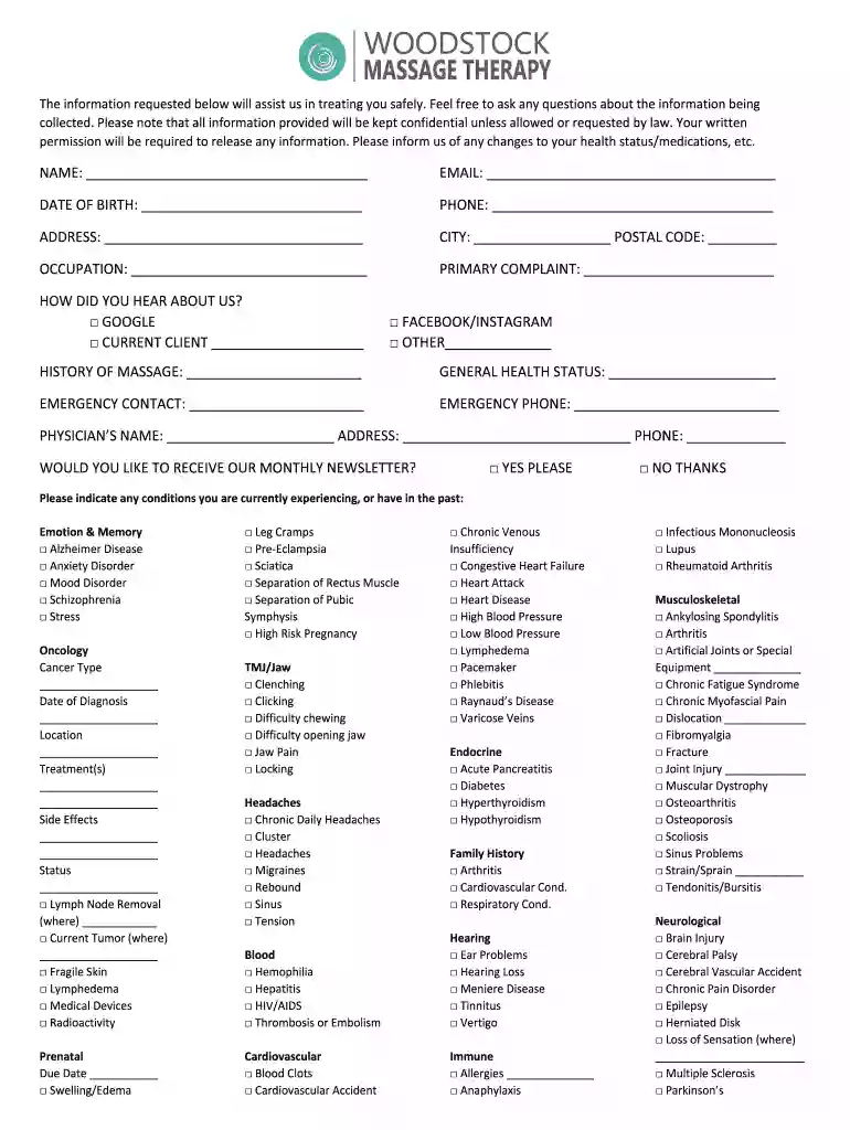 The information requested below will assist us in treating you safely Preview on Page 1