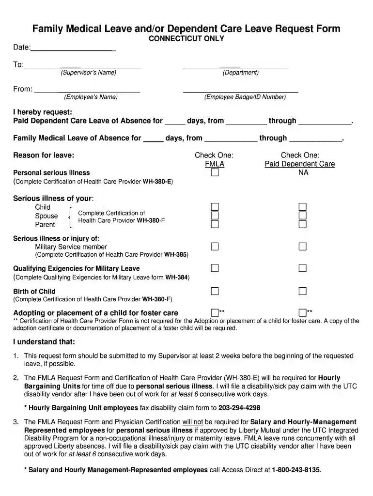 fmla dependent care forms Preview on Page 1