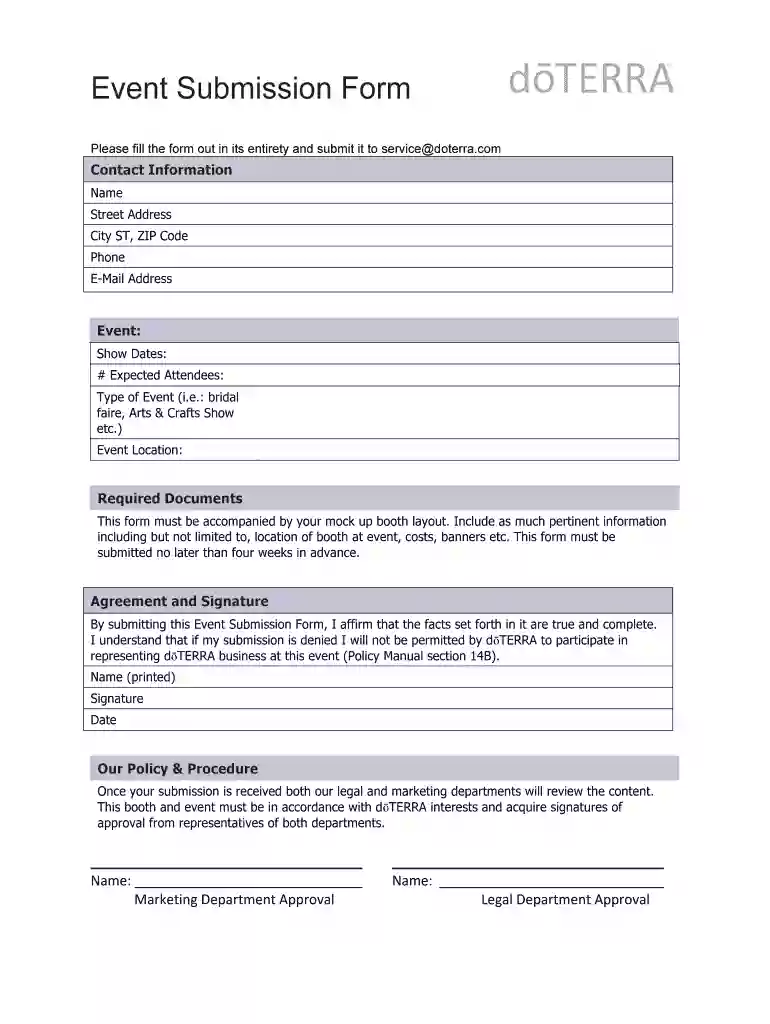 doterra event form Preview on Page 1