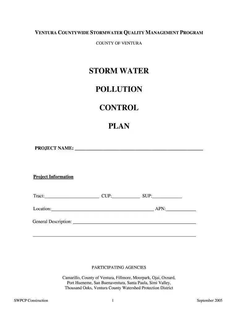 Stormwater Pollution Control Plan Form - Ventura Countywide ... - vcstormwater Preview on Page 1