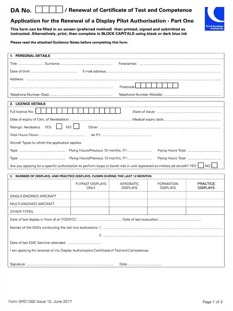 DA No. Renewal Application for the Renewal of a Display Pilot ... Preview on Page 1