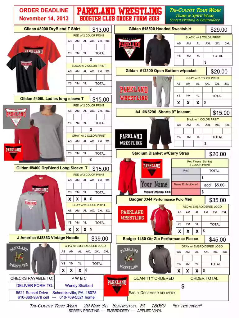 spirit wear order form Preview on Page 1