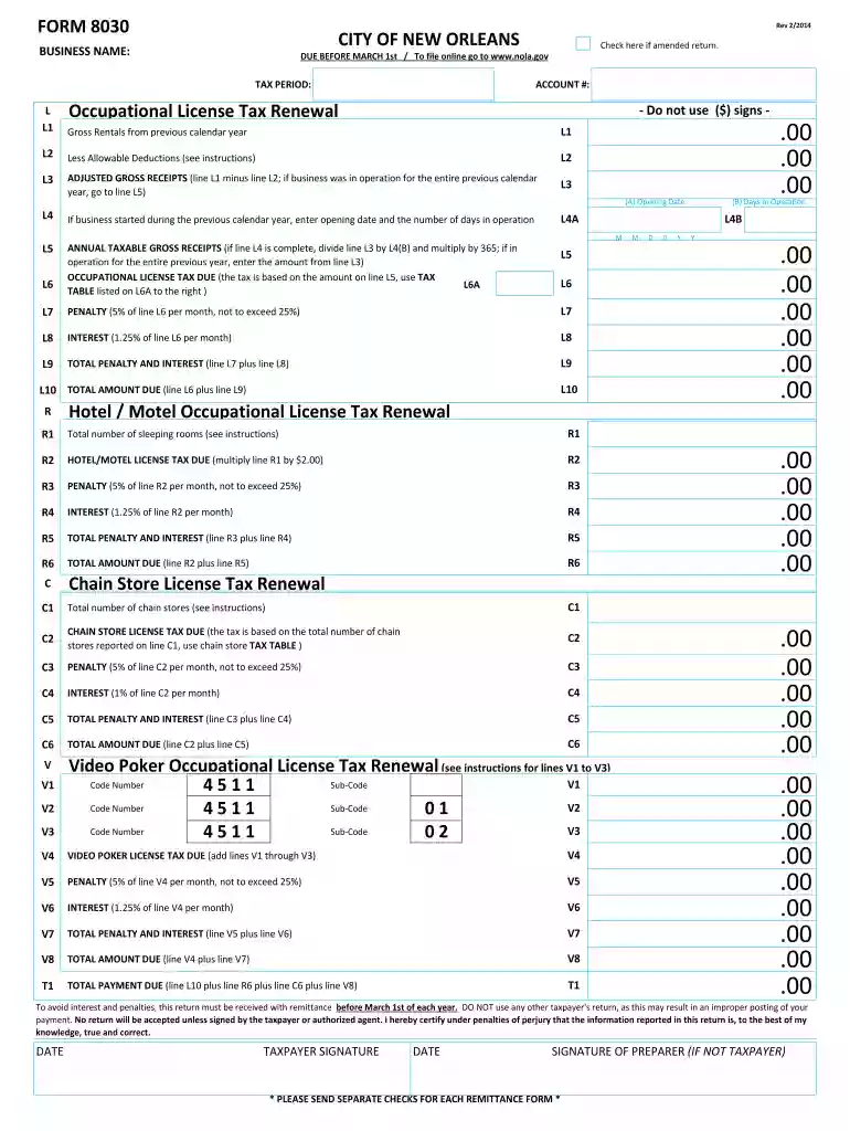 new orleans occupational license renewal Preview on Page 1