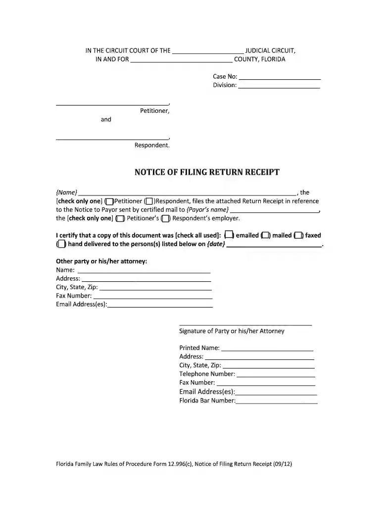 florida filing receipt Preview on Page 1