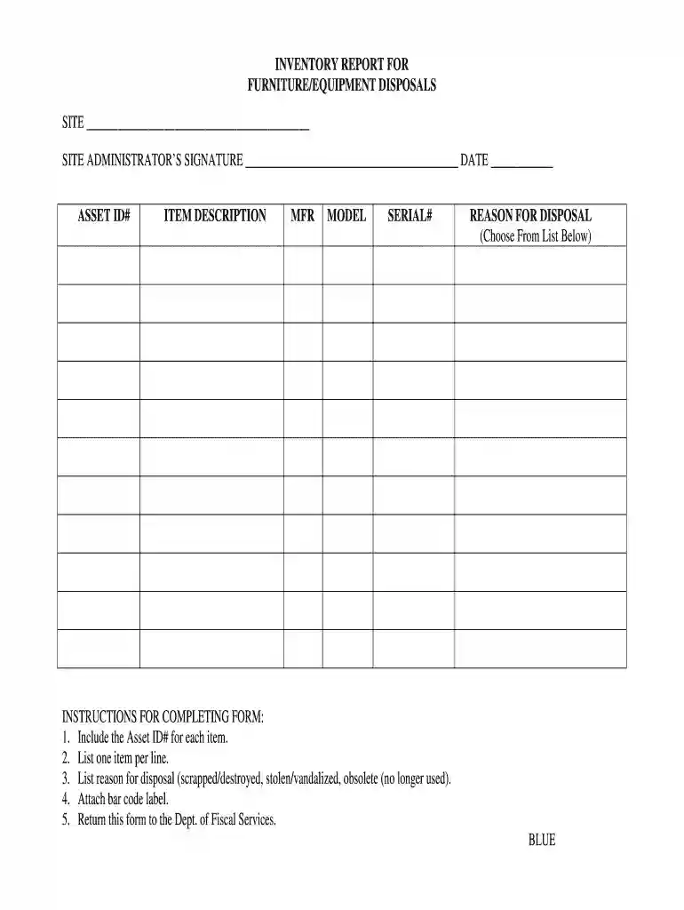 asset disposal form Preview on Page 1