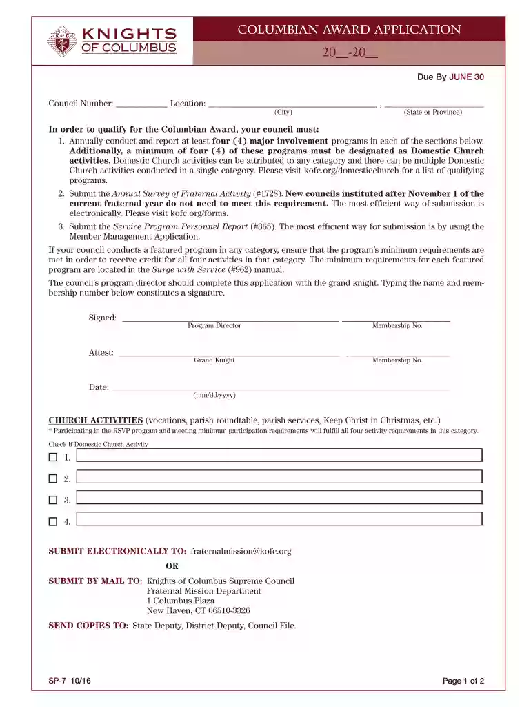 kofc form 365 Preview on Page 1