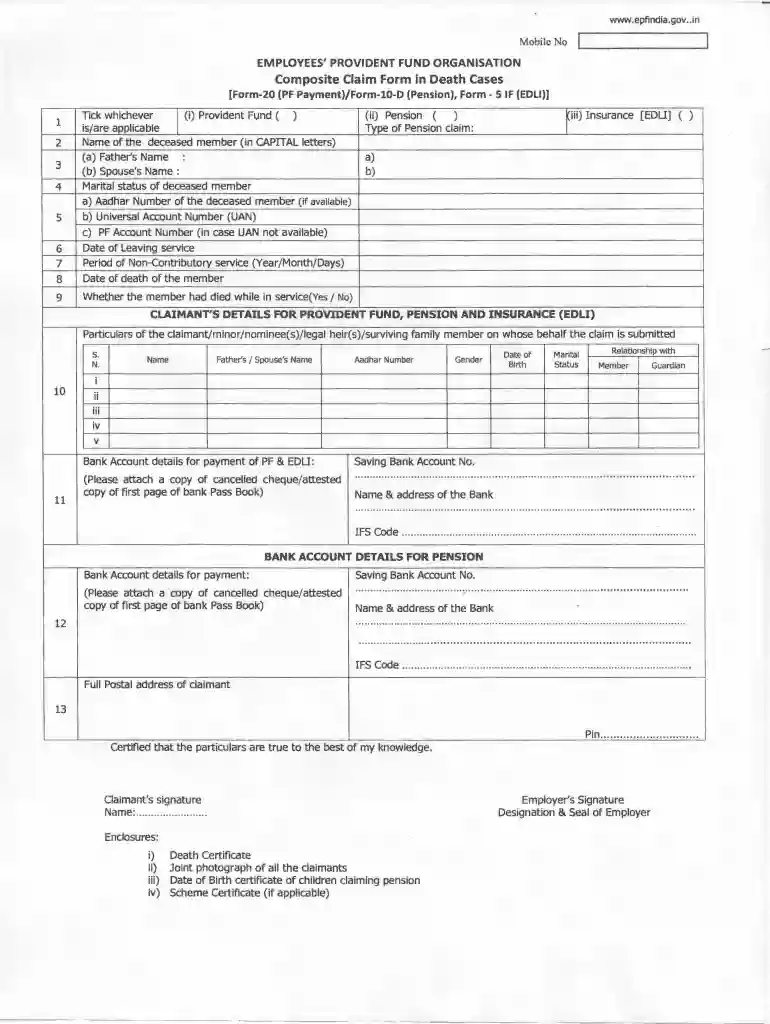 composite claim form in death cases Preview on Page 1
