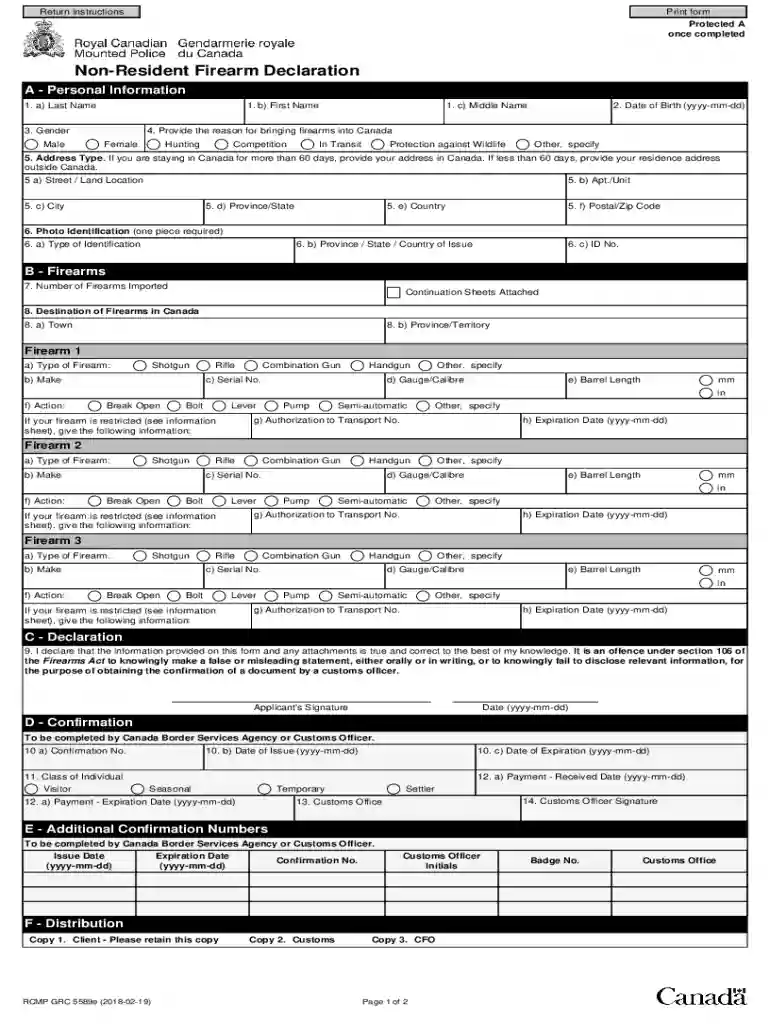 non resident firearm declaration canada Preview on Page 1